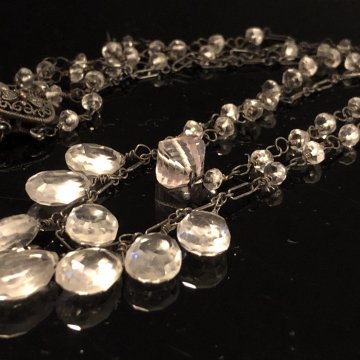 SOLD  Quartz Crystal Double Strand Necklace Handmade 20"