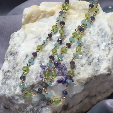 SOLD Bracelet Multi Gemstone Double Wrap Bracelet Luxe Wedding Wire Wrapped 15"