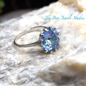 Mystic Topaz & Sterling Silver Handcrafted Ring Luxe Silversmith Jewelry Ring Size US 7.75